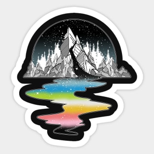 Queer Pride Flag Mountain River Sticker